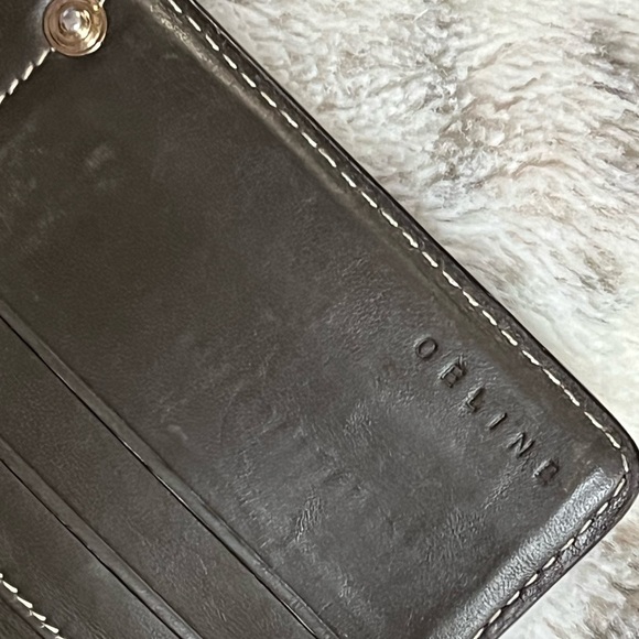 Celine Beige Macadam Canvas w/ Croc Embossed Leather French long Wallet-rare - Picture 15 of 16